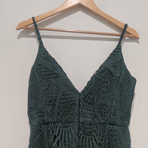 Aijek Green Love Is Embroidered Fit and Flare Lace Dress - Picture 7 of 15